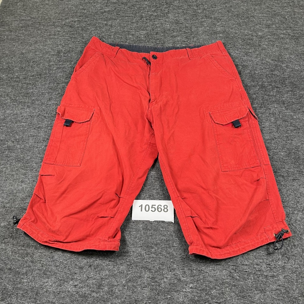 Vintage Rivers Cargo Shorts Mens Large Red Cotton Flat Front Gorpcore Hem